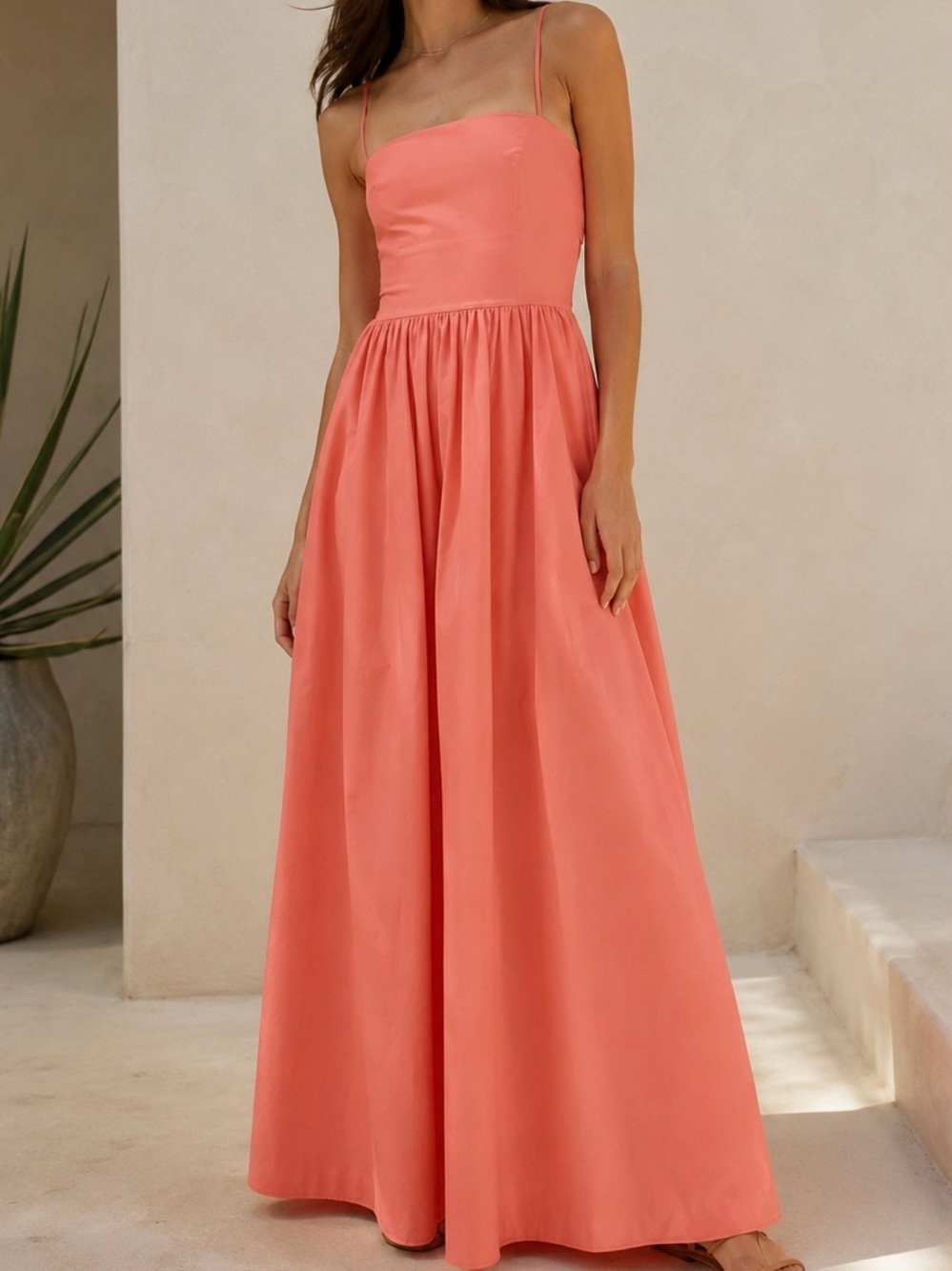 NWT Susana Monaco ‘Poplin Open Back Maxi Dress’ in “Pink Grapefruit” Size XS